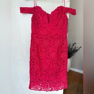 NWT ASTR The Label Floral Lace Off-the-shoulder Mini Dress- Size Medium